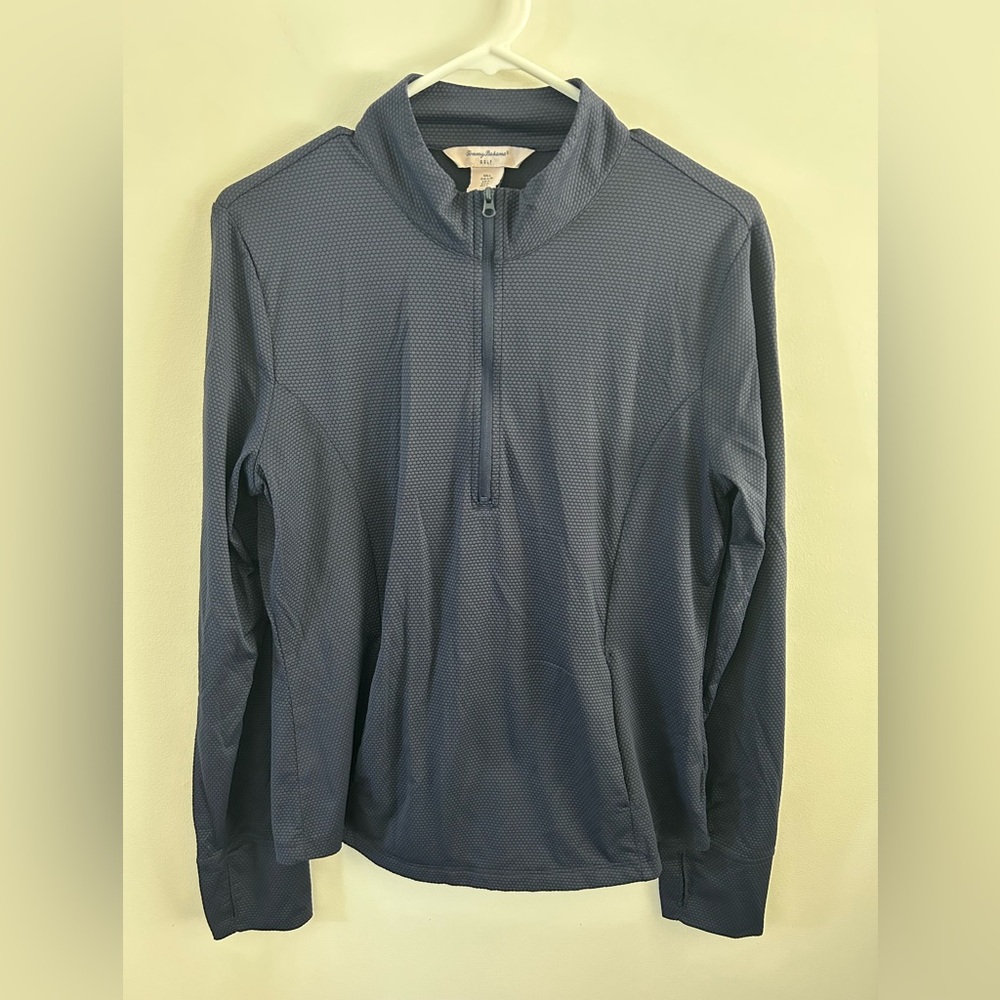 Tommy Bahama Golf Navy Blue Quarter Zip Pullover Womens Size L Long Sleeve Shirt